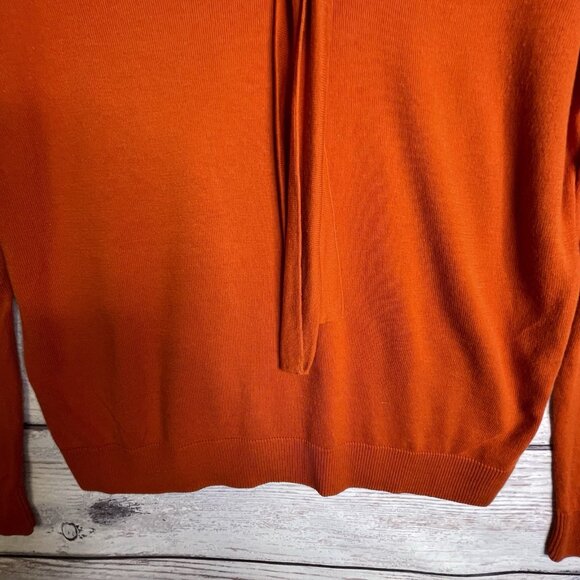 Talbots Womens Sweater Burnt Orange Size M Tie Front Collar Long Sleeve Pullover - Picture 5 of 13
